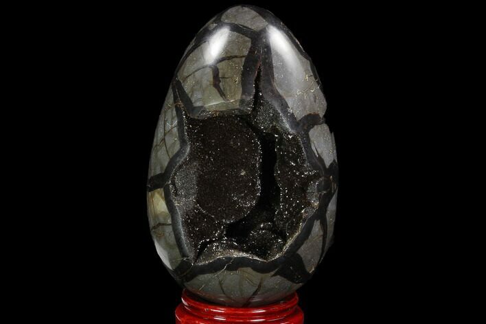 Septarian Dragon Egg Geode - Black Crystals #98849
